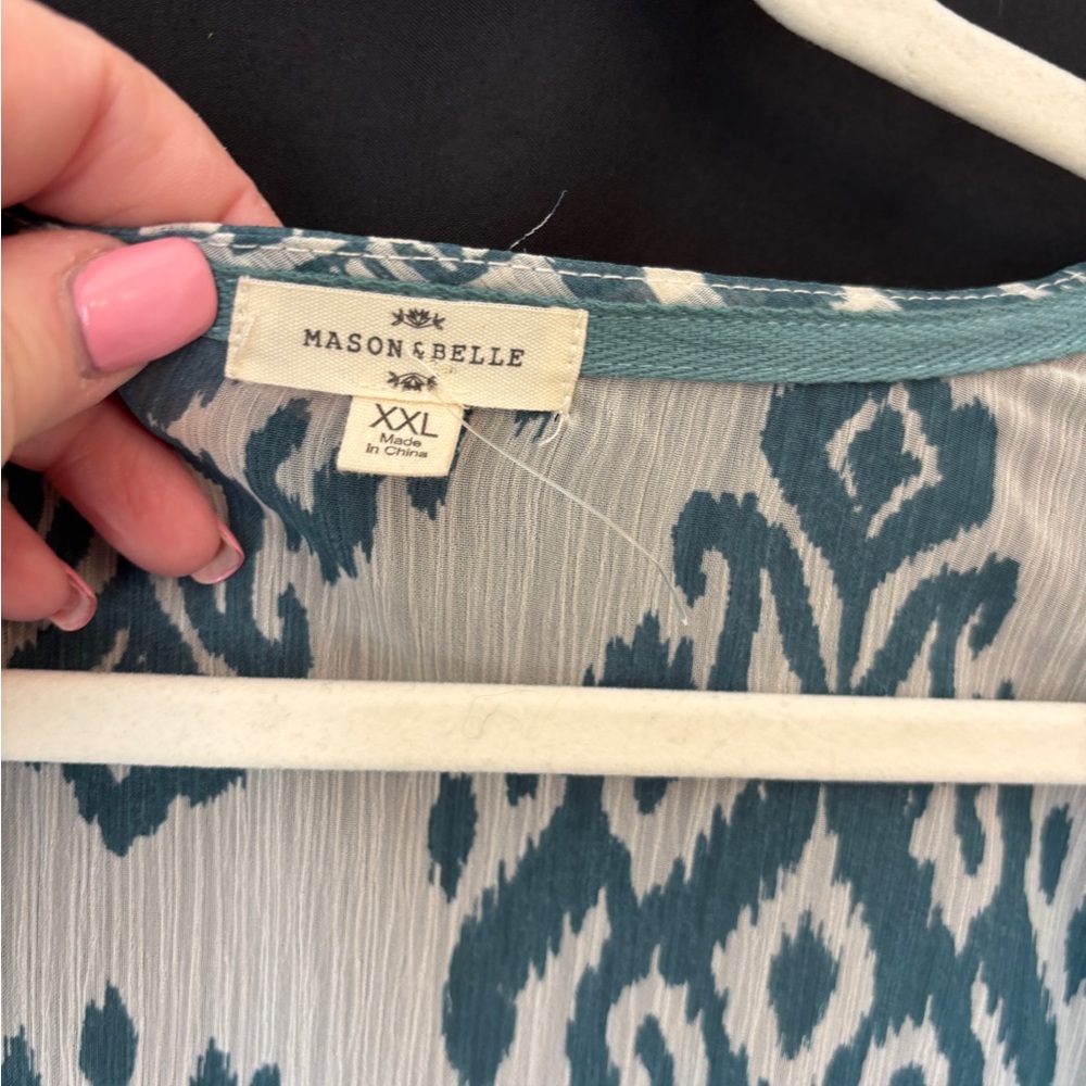 Mason & Belle Green and White Kimono with Lace Accent Women’s 2XL XXL New NWT - Picture 3 of 7